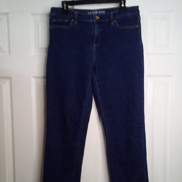 Lands' End Denim - Lands' End Women's Straight Leg Jeans - Dark Blue